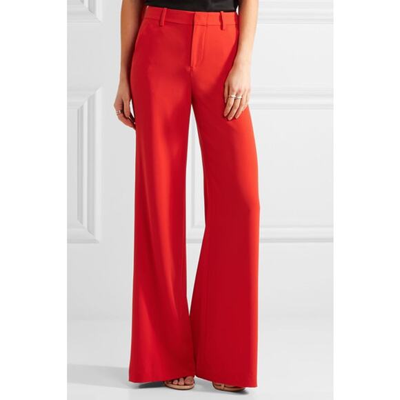 Alice + Olivia Pants - Alice + Olivia Paulette Crepe Wide-Leg Trousers in Poppy